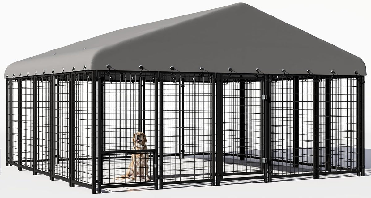 119"x118" dog kennel outside, large outdoor dog kennel, main product view