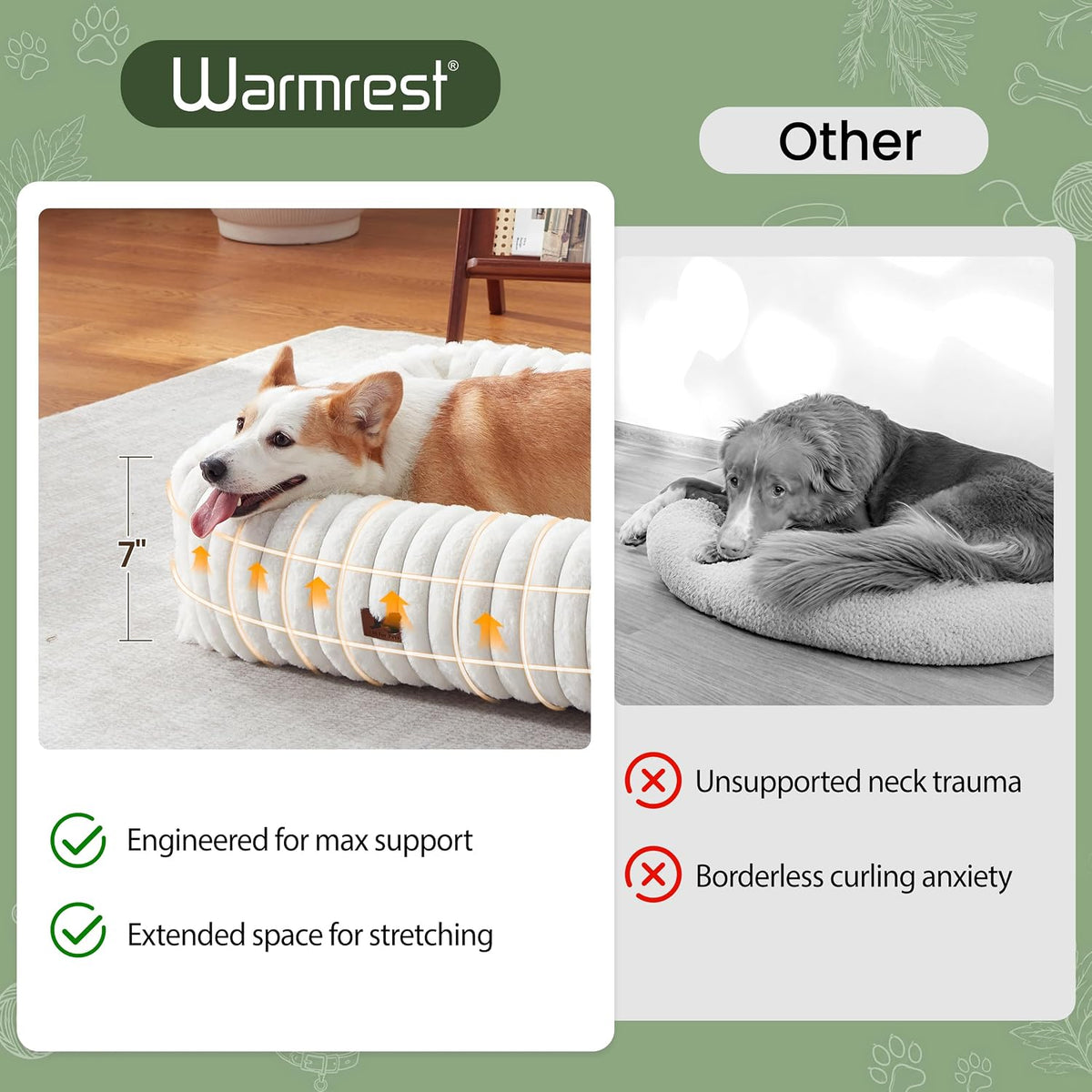 washable dog bed for small medium dogs, rectangle showing dimensions