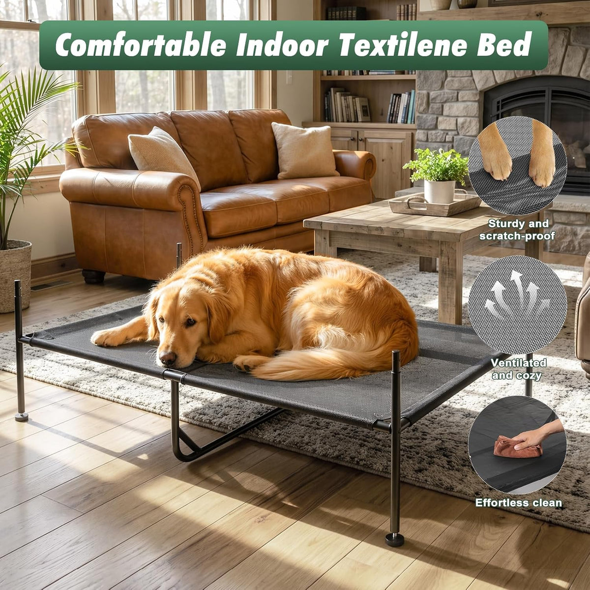 pawaboo 47" xl dog house outdoor weatherproof, with, side view