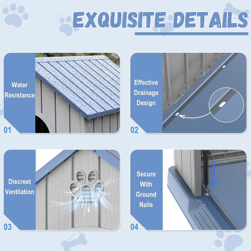 drato 26" small dog house outdoor weatherproof indoor showing dimensions