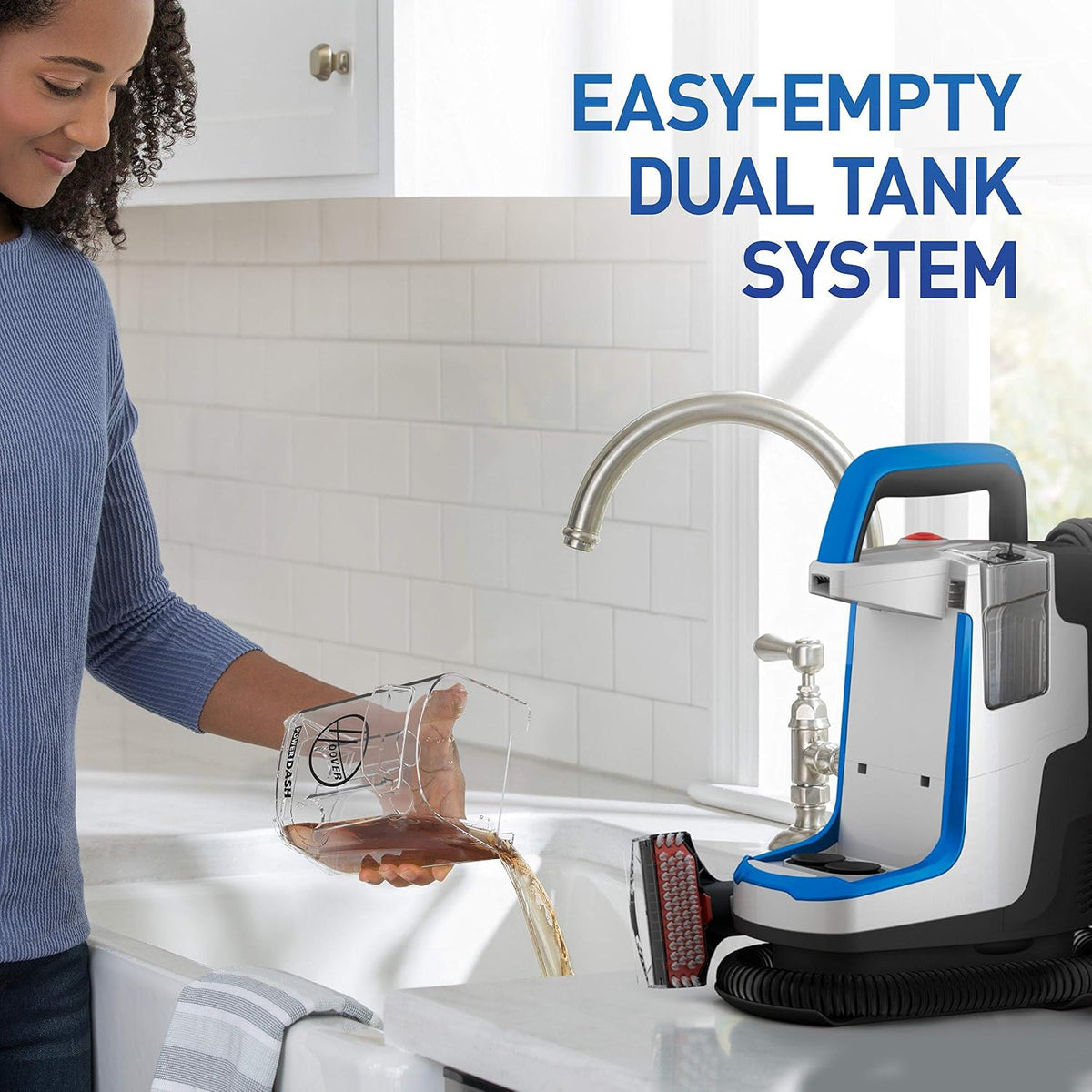 hoover powerdash go portable spot cleaner, lightweight carpet, close-up detail