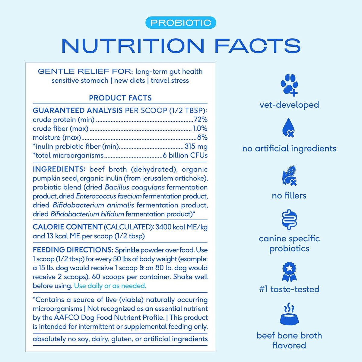 native pet probiotics for dogs – dog probiotic showing dimensions