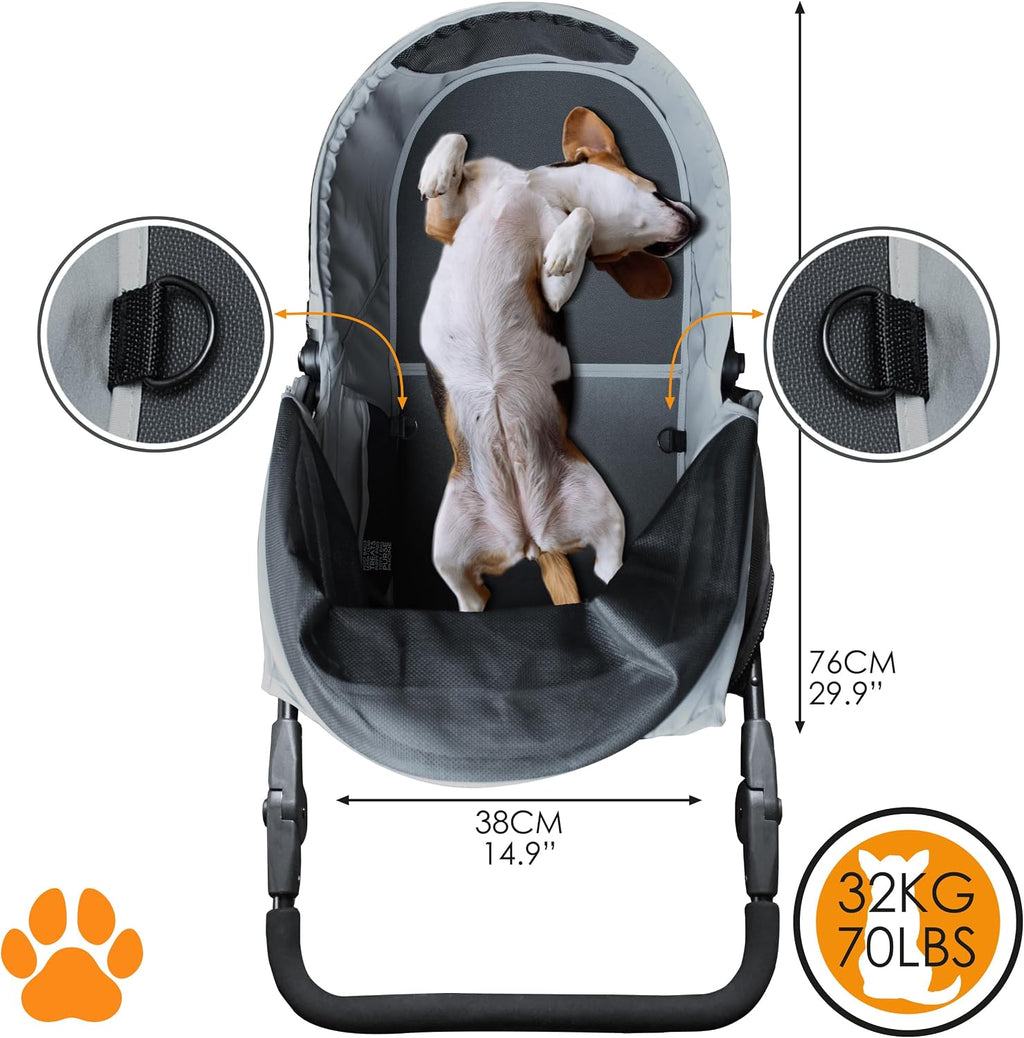 cooper dog & pet robust buggy, jogger holds, close-up detail