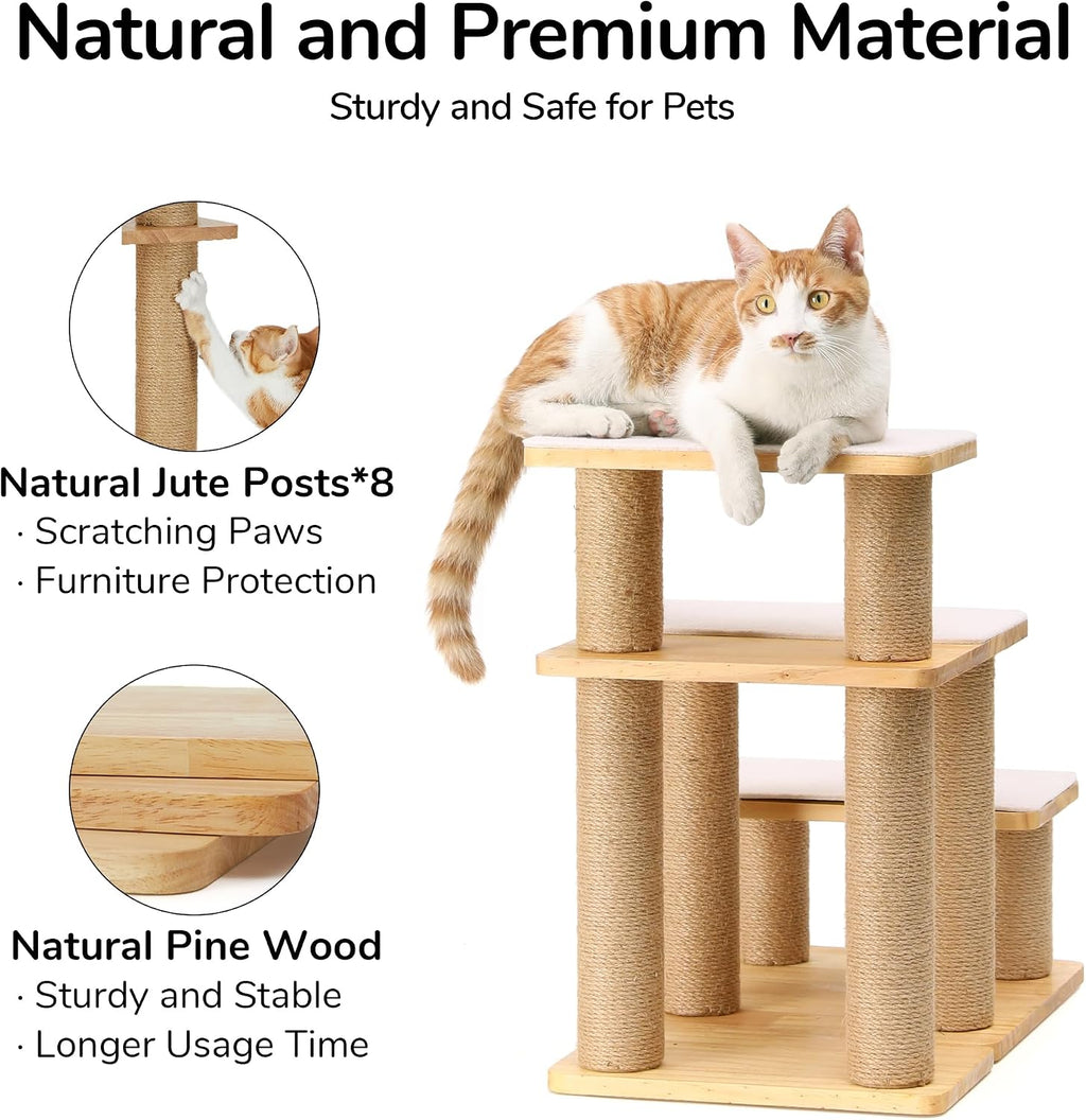 fukumaru dog stairs, solid wood pet stairs with, side view