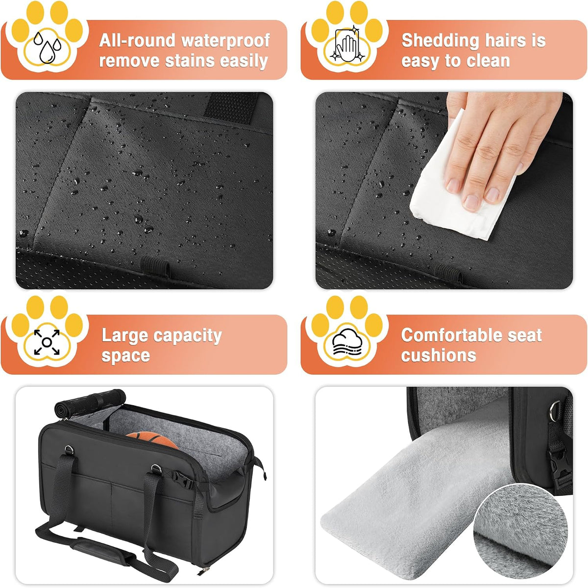 woyyho small dog console car seat up to shown in use