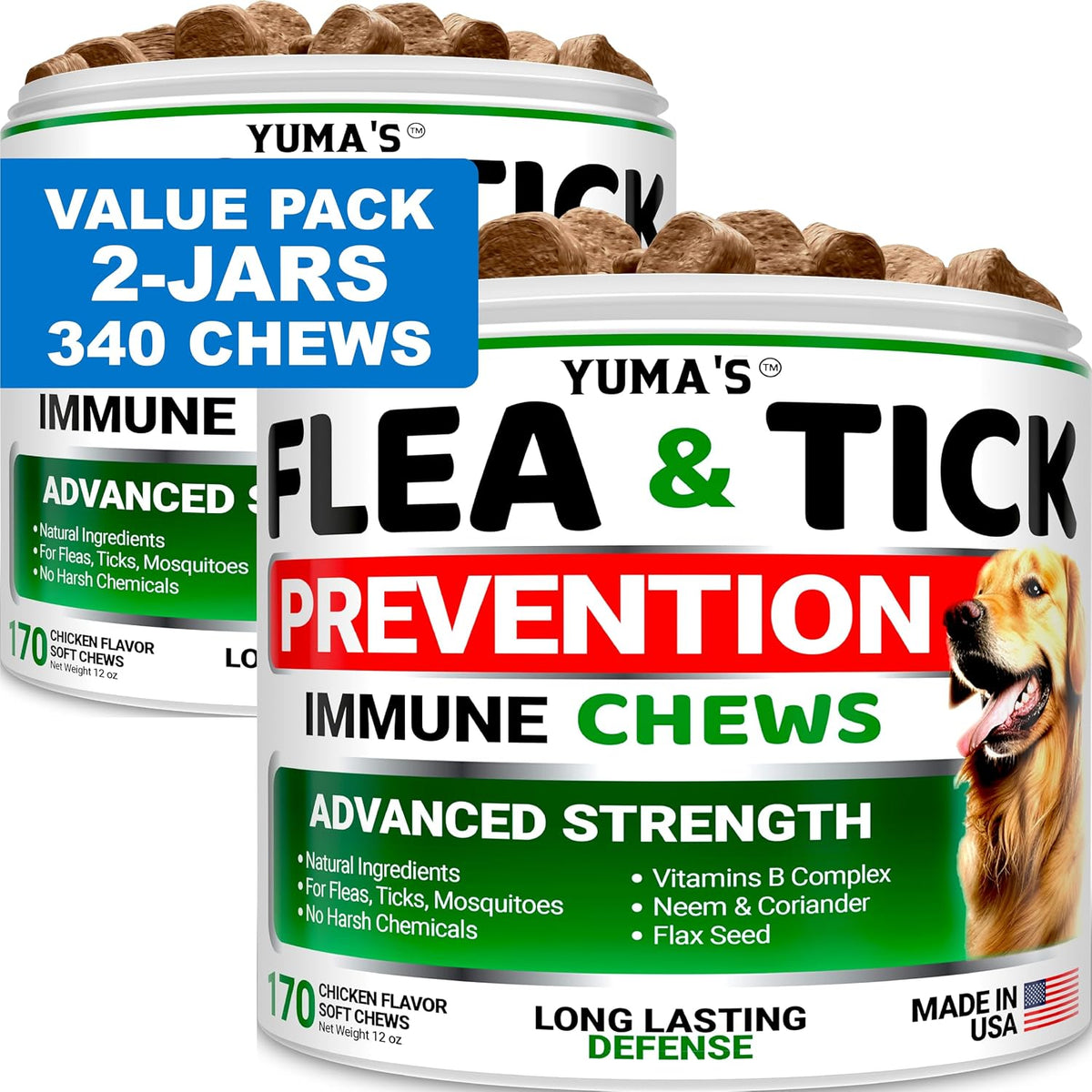 (2 pack) flea and tick prevention for dogs, main product view