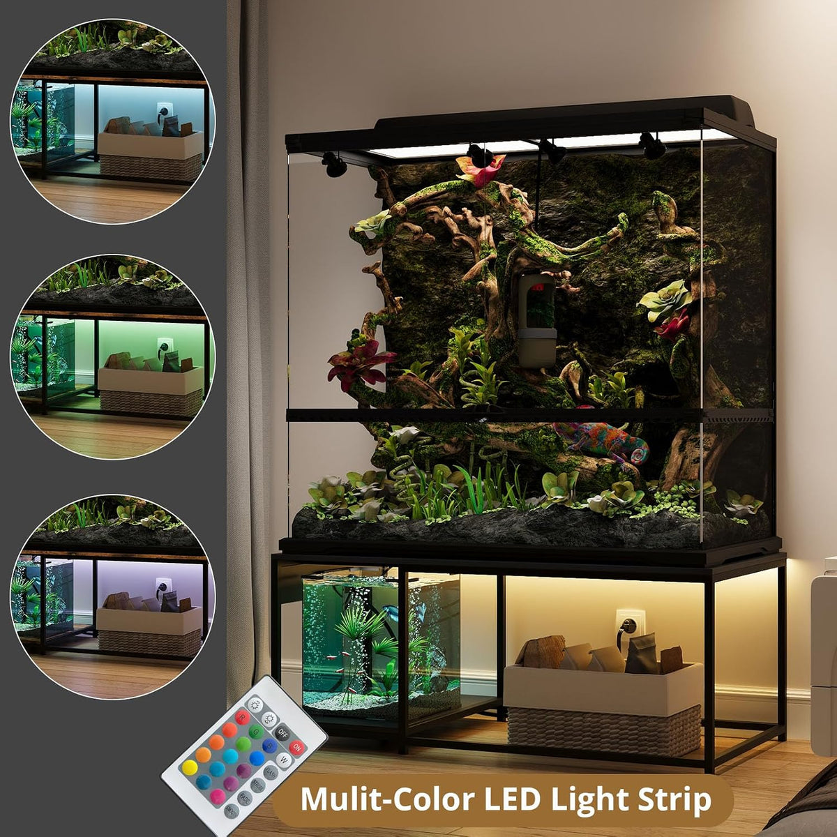120 gallon reptile tank stand – 48"x24" terrarium, side view