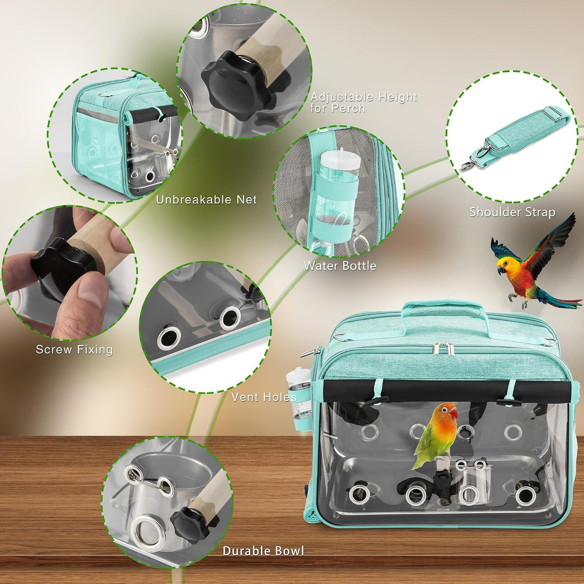bird carrier airline approved, bird travel cage with, close-up detail