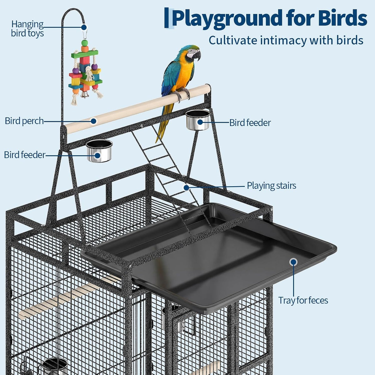garveehome 82" h large bird cage, bird cage, close-up detail