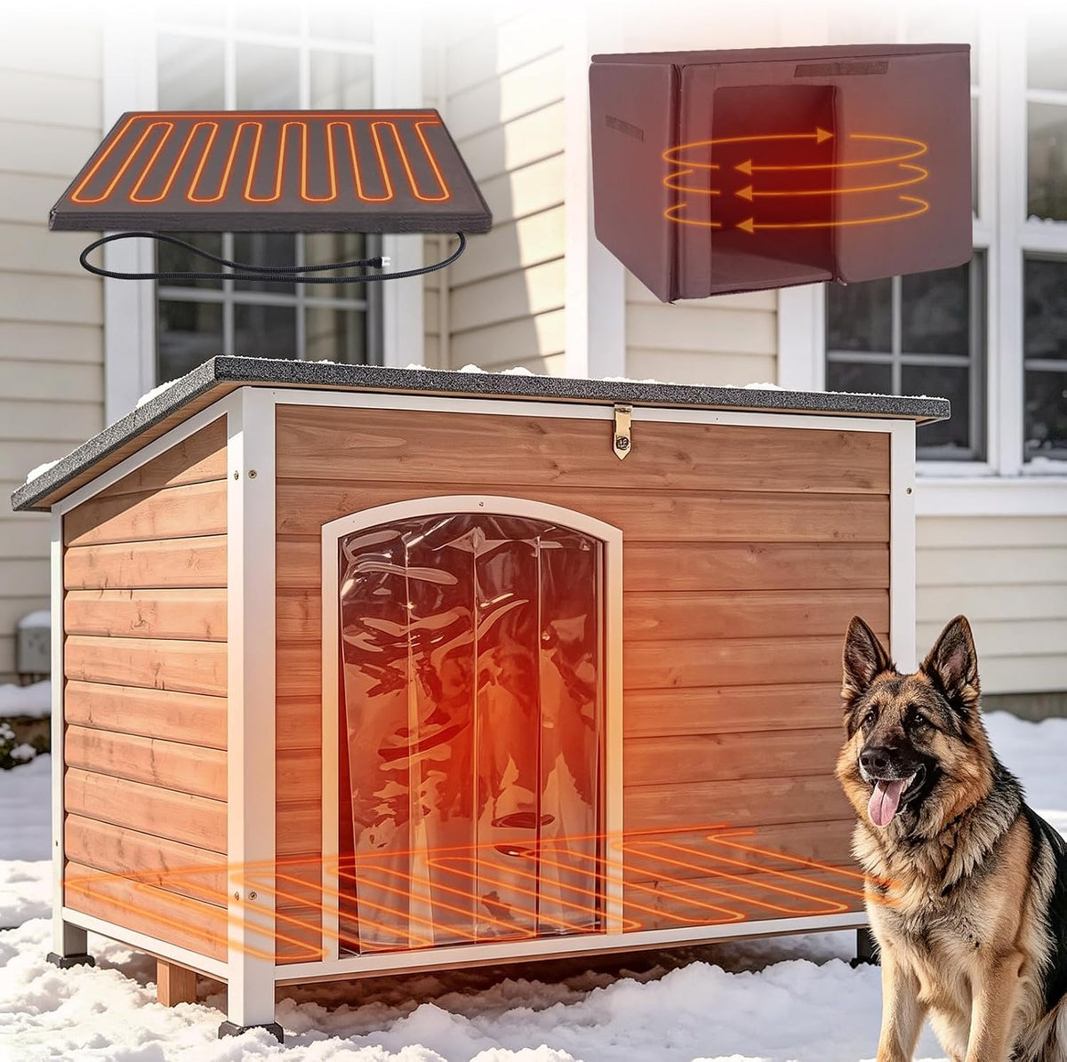 gutinneen large outdoor heated dog house for outside, main product view