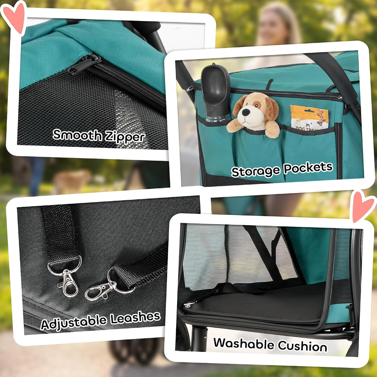pawhut 3 wheel pet stroller for medium dogs, view 9