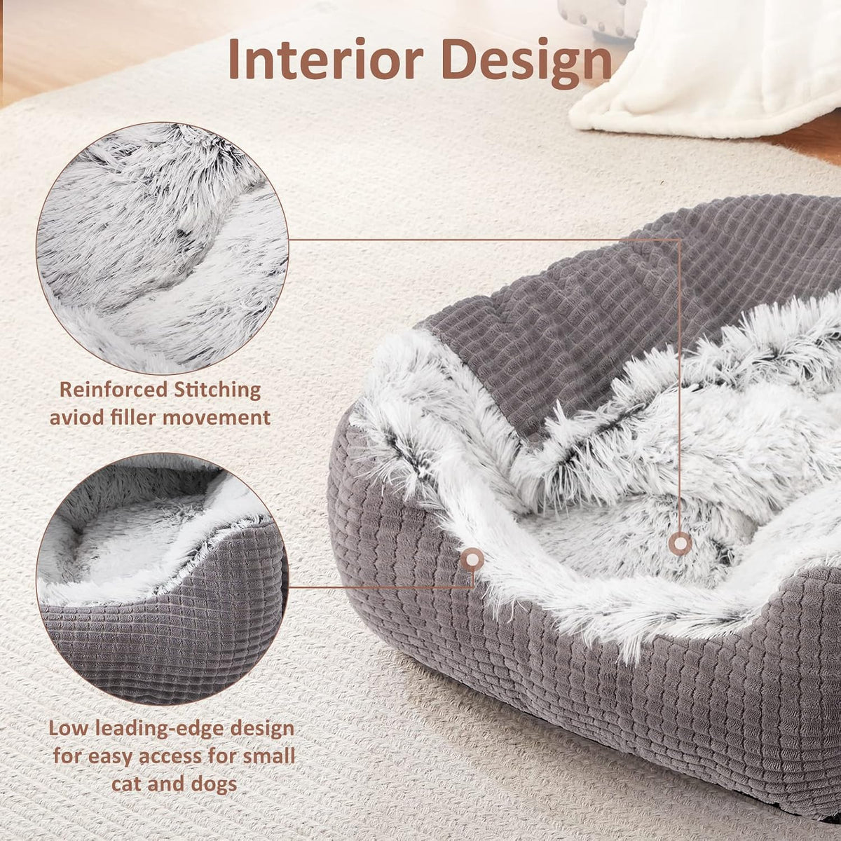 mixjoy dog beds for small medium dogs with, close-up detail