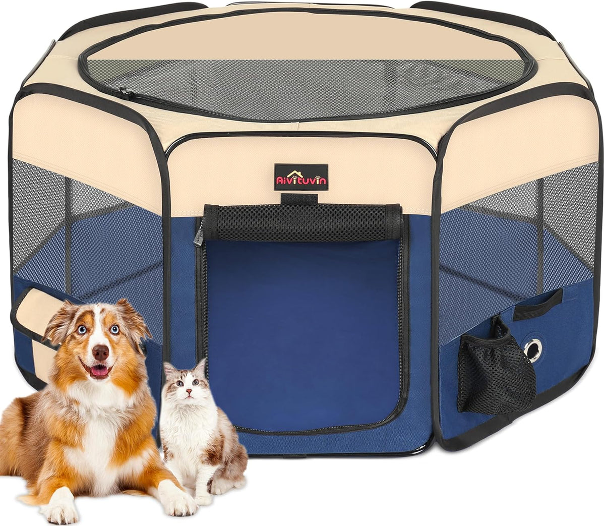 aivituvin dog playpen foldable waterproof pet play pens, main product view