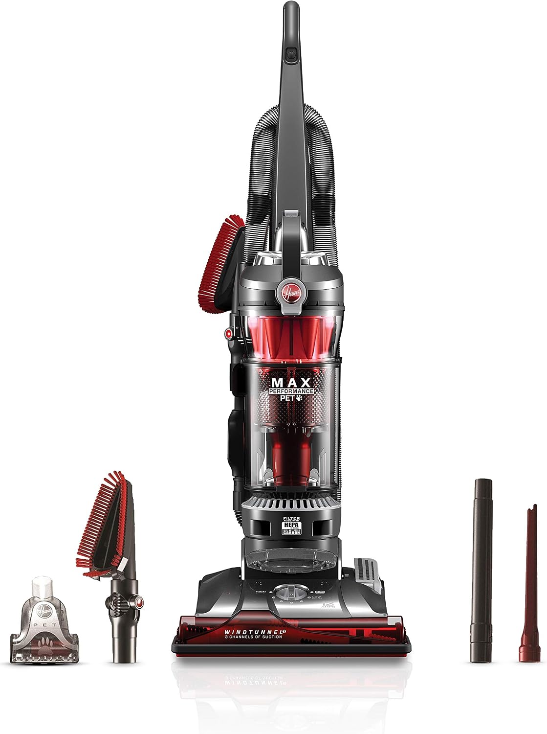 hoover windtunnel 3 max performance pet bagless vacuum, side view