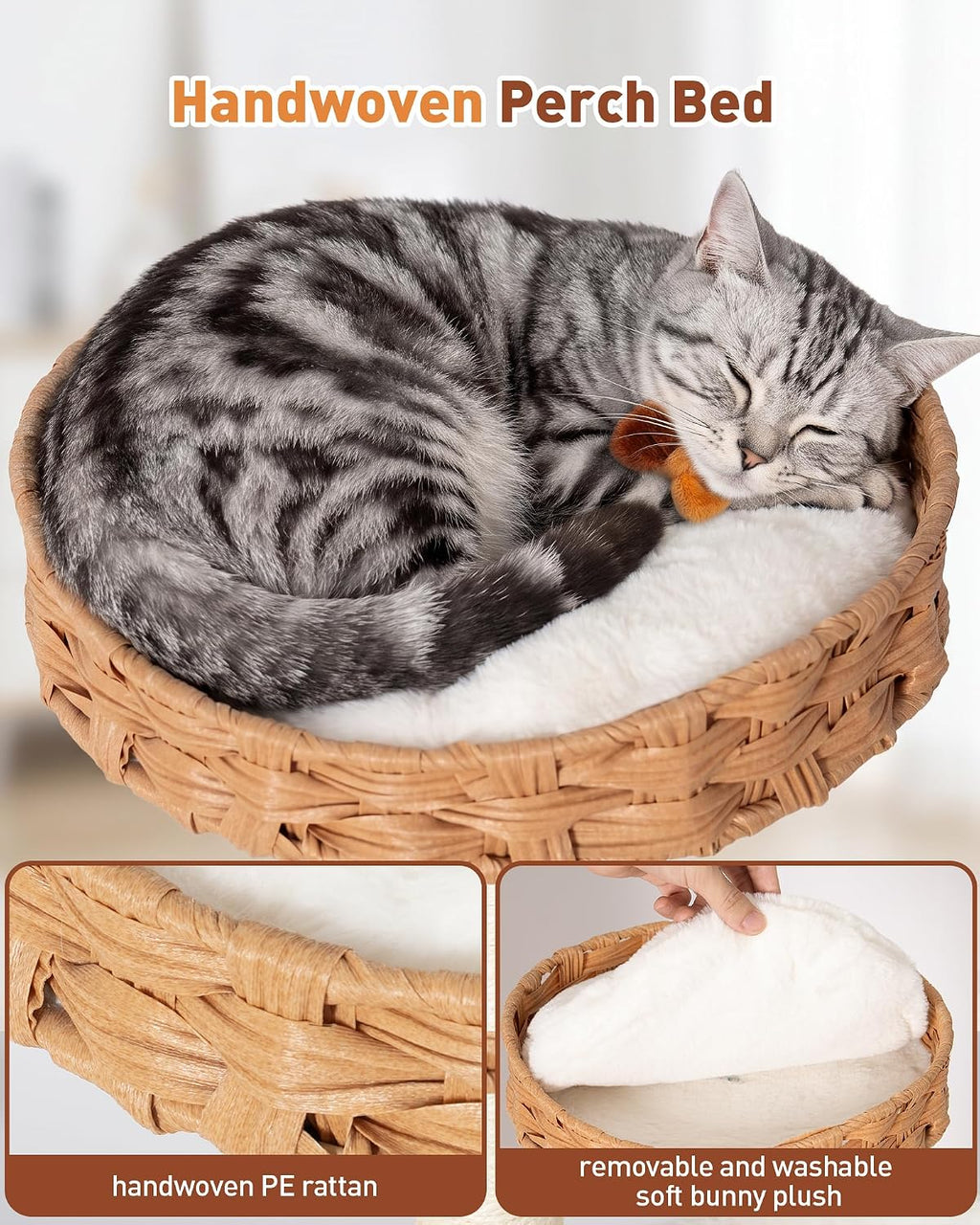 34" modern cat tree with large hammock, extra-long, package contents