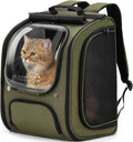 pecute cat backpack carrier,large space cat bubble backpack,ergonomic,green, main product view