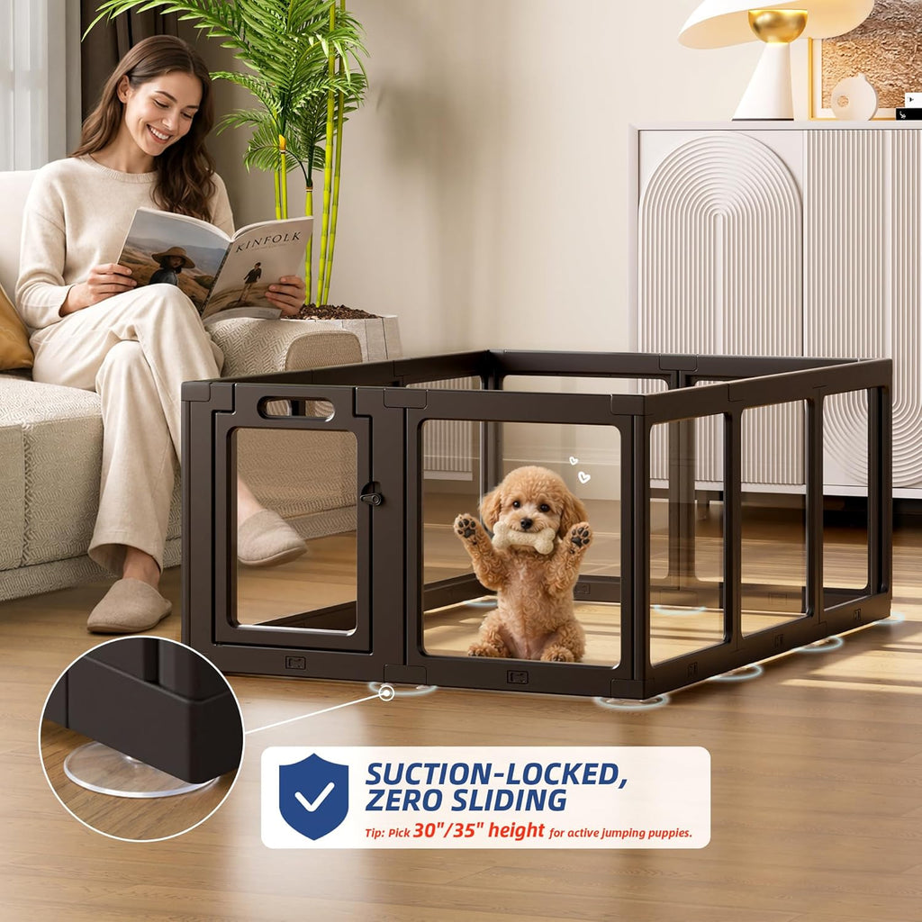 clear acrylic dog playpen indoor pet pen, 24", side view