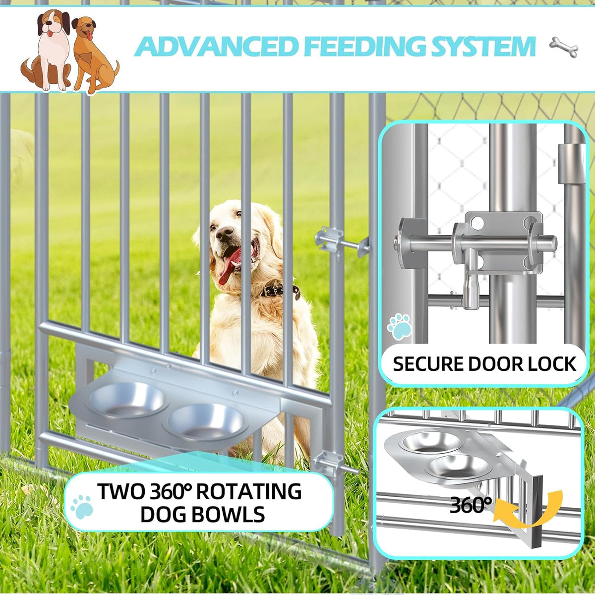 erinnyees 13'x13' outdoor dog kennel with roof, large, package contents