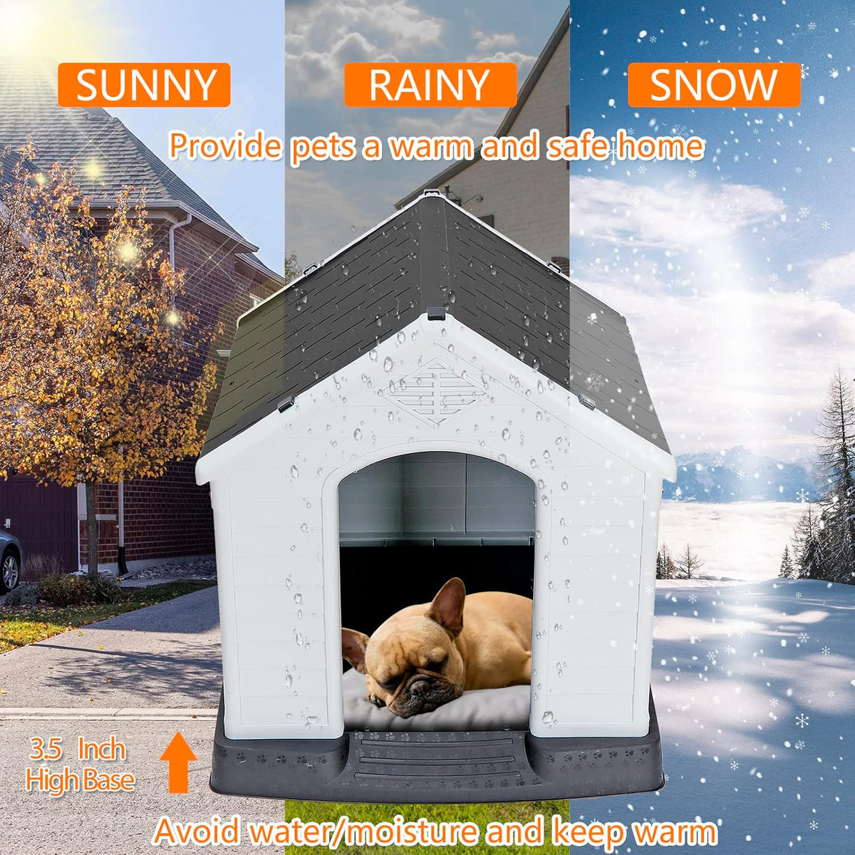 zeny large plastic dog house - waterproof dog, close-up detail