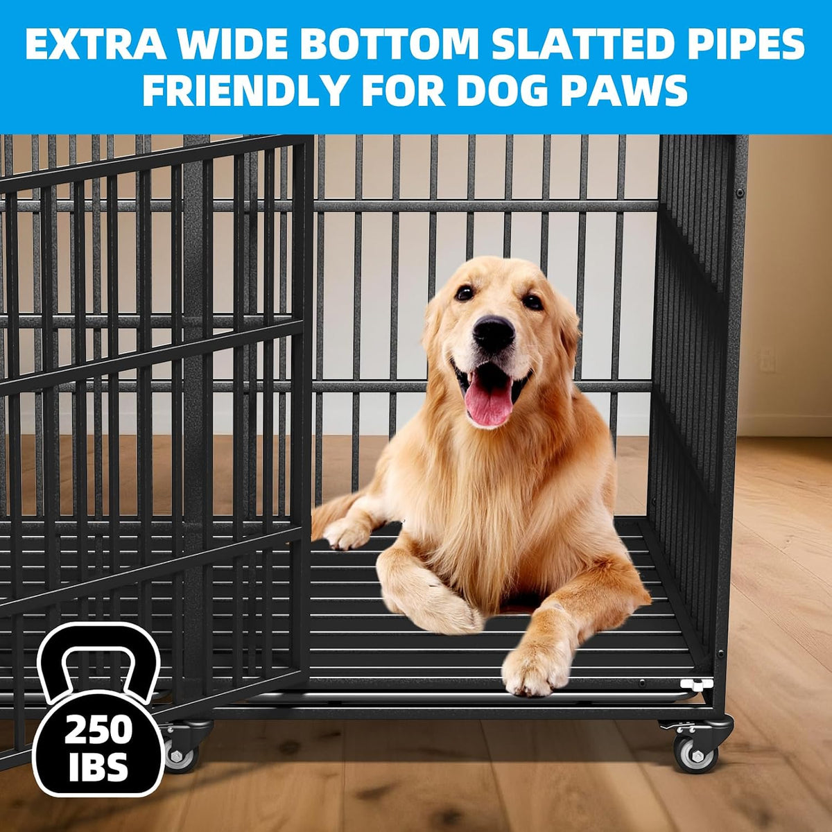 64 inch heavy duty dog crate, durable escape-proof on a desk or shelf