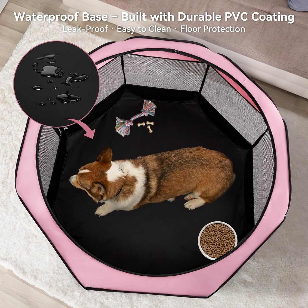 a 4 pet 40.55-in dog playpen, small dogs, side view