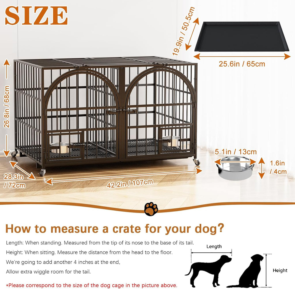 dosker 42" heavy duty metal dog crate cage shown in use