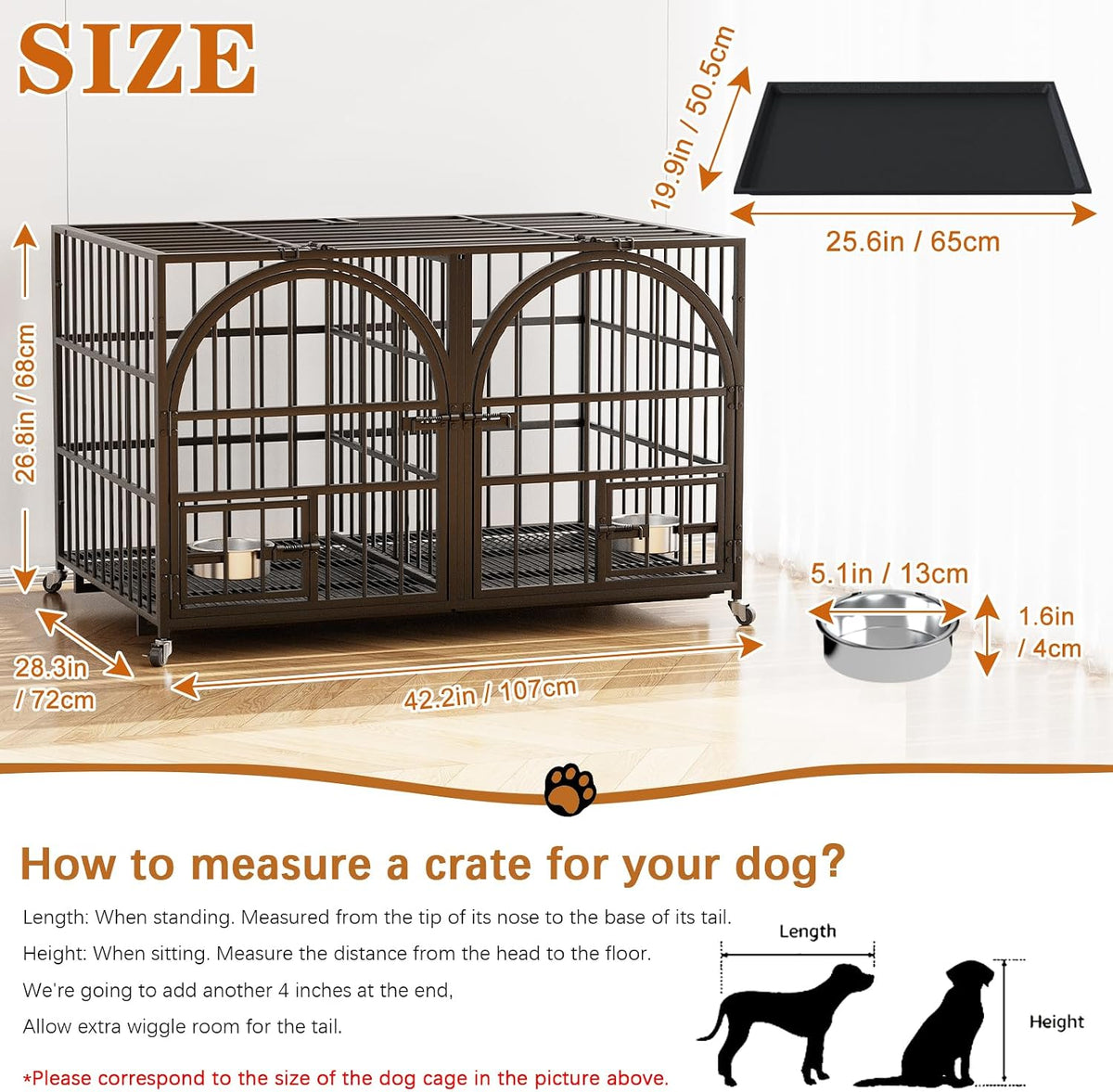 dosker 42" heavy duty metal dog crate cage shown in use