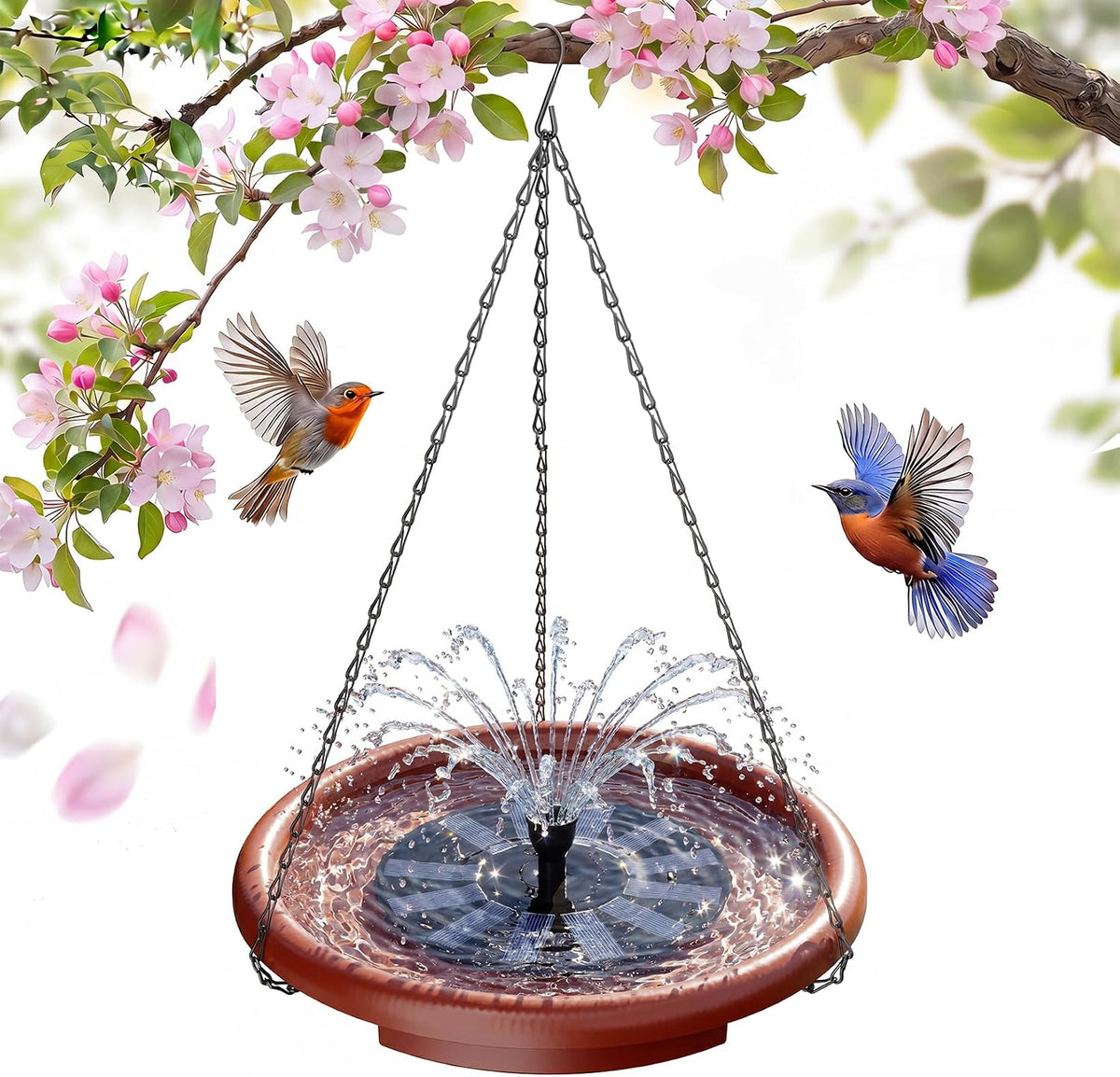 aisitin 15" hanging solar bird bath with solar, main product view