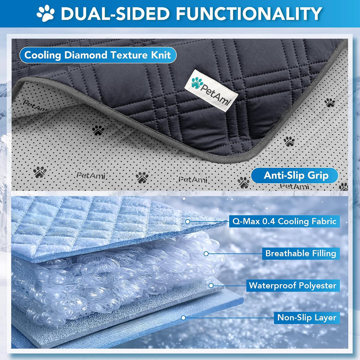 petami waterproof dog cooling mat pet pad for, side view