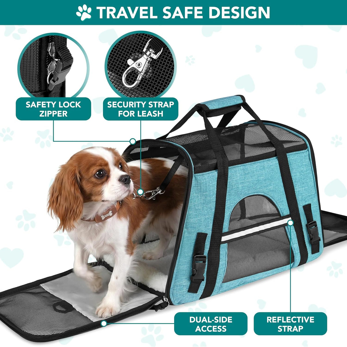 petami airline approved pet carrier for cats small, side view