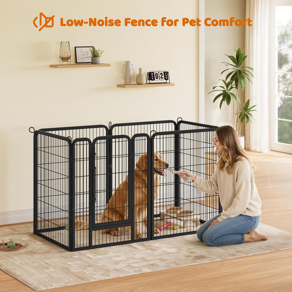 yaheetech 40" h 6-panel extra wide dog playpen, close-up detail