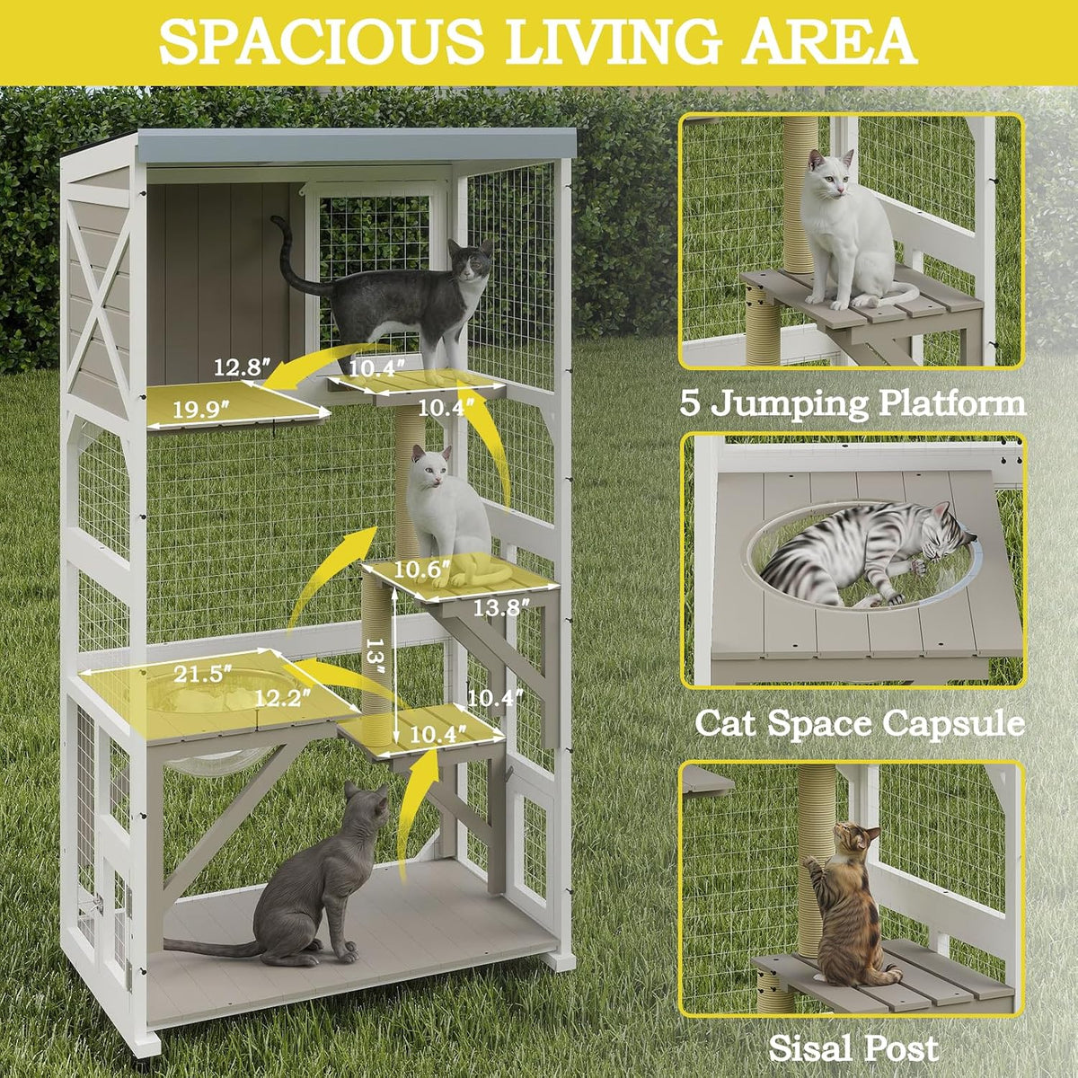 64.4" l catio outdoor cat enclosure,outdoor cats house shown in use