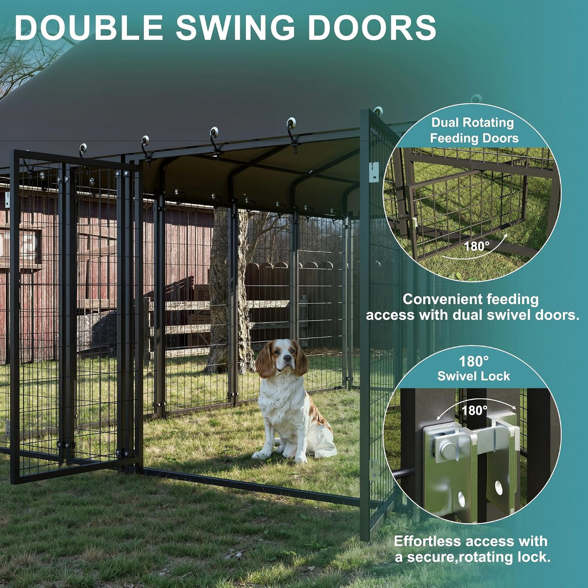 10 ft large outdoor dog kennel with double showing dimensions