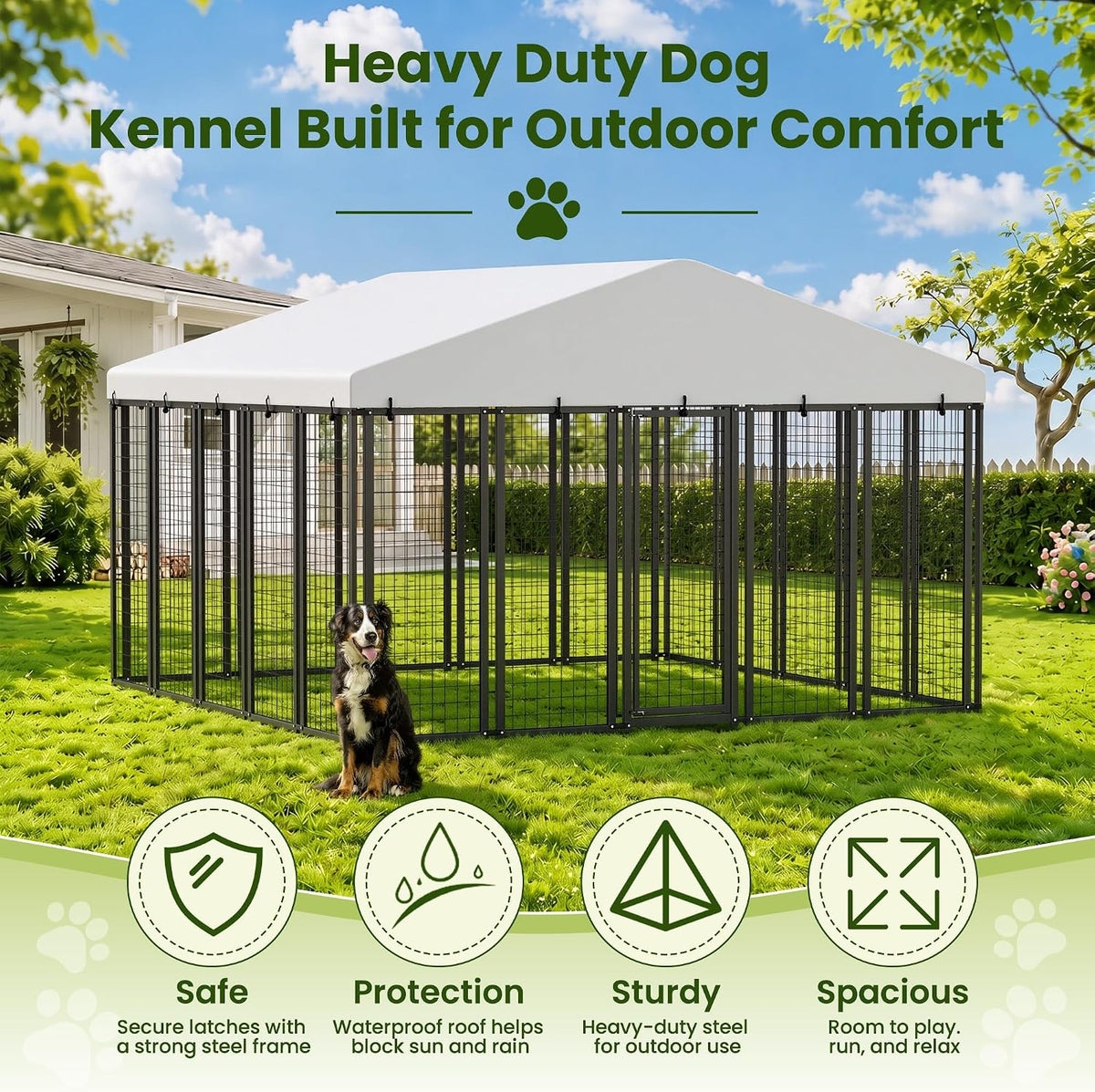 10 x 6 ft outdoor dog kennel with shown in use