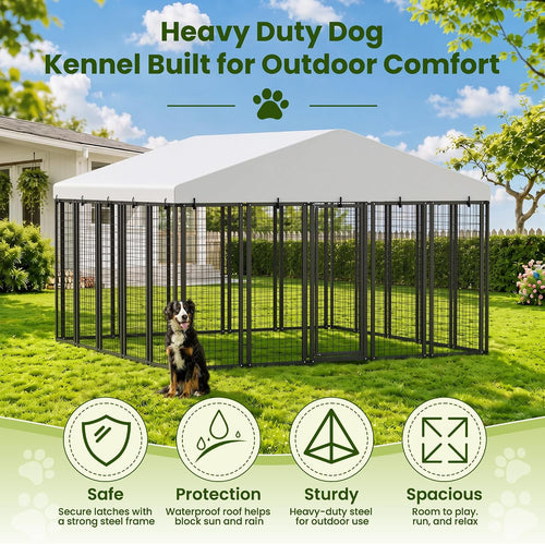 10 x 6 ft outdoor dog kennel with shown in use