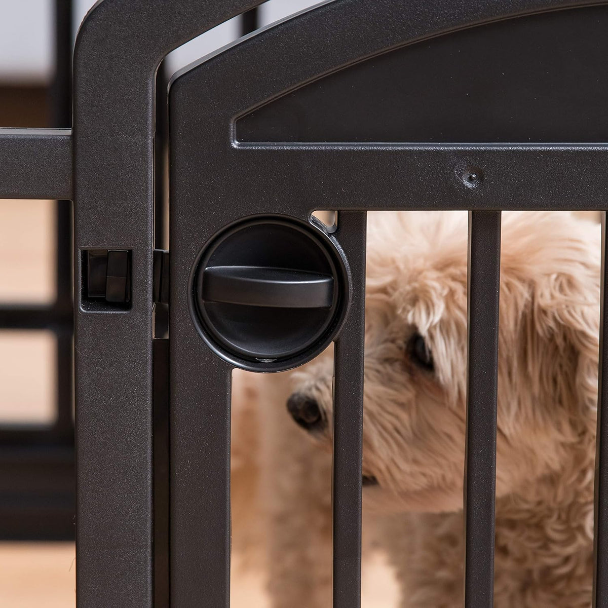iris 24'' 4 panel pet playpen with door showing dimensions