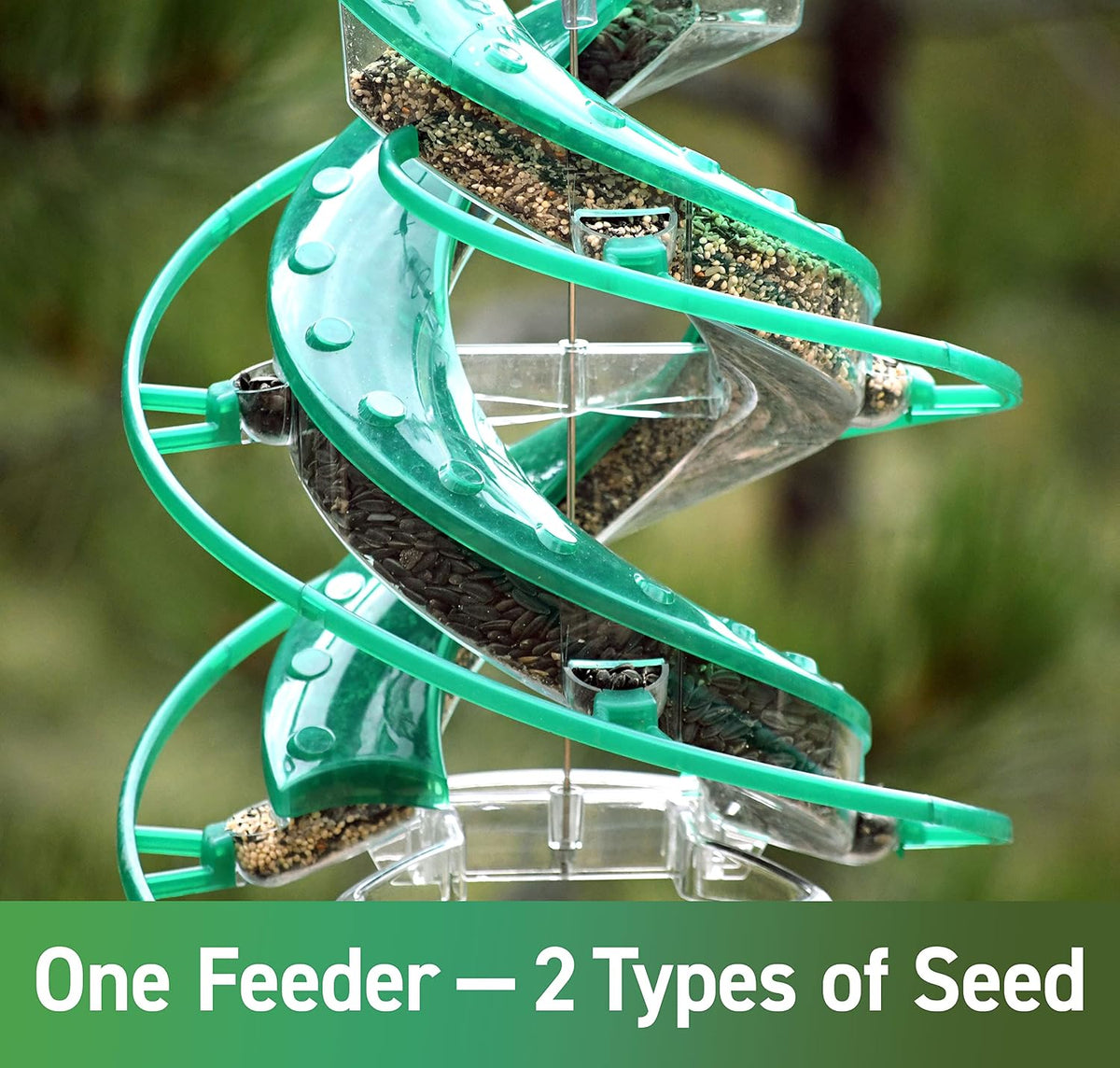 cascade® dna™ songbird seed feeder, allows 2 types showing dimensions