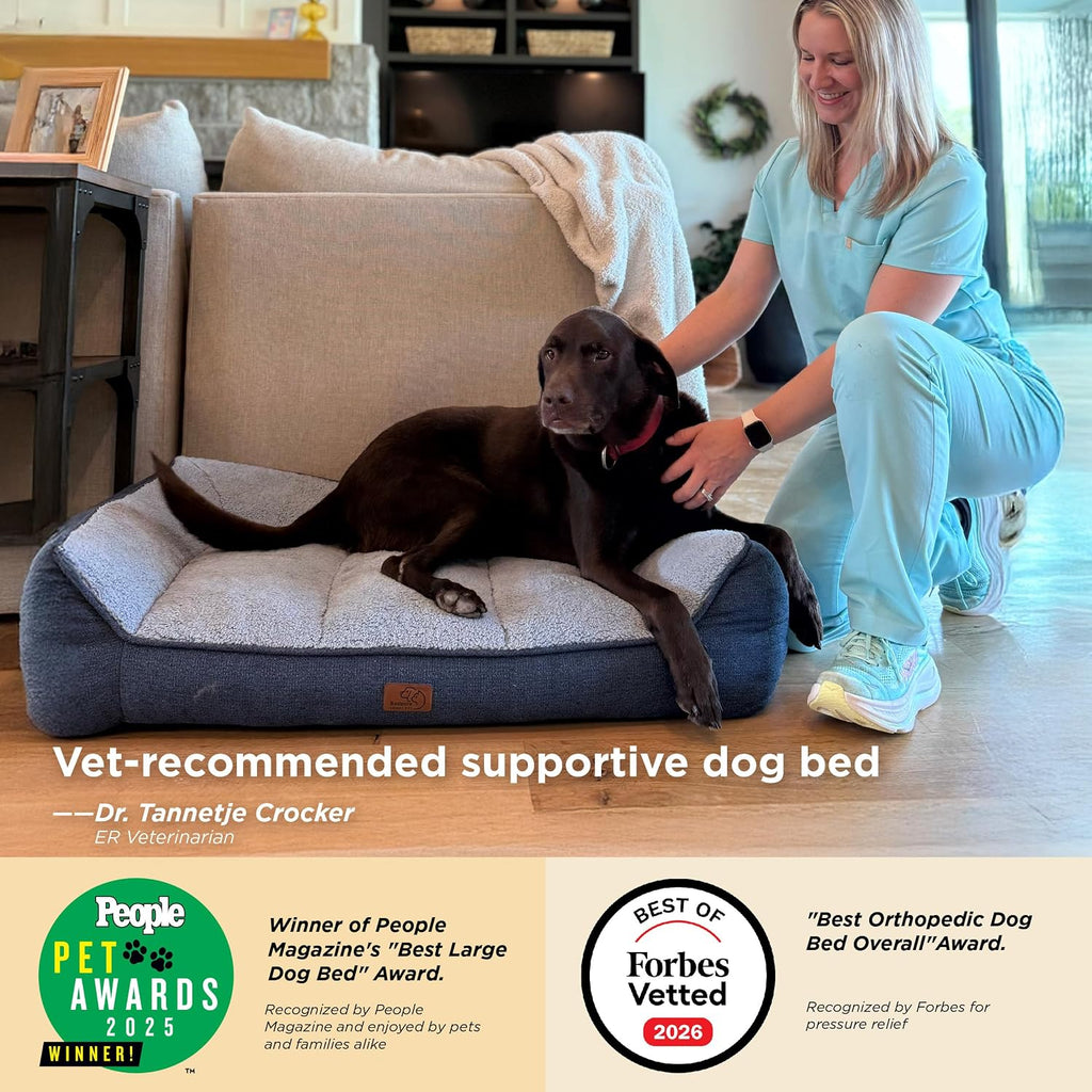 bedsure supportmax® extra thick orthopedic xl dog bed shown in use