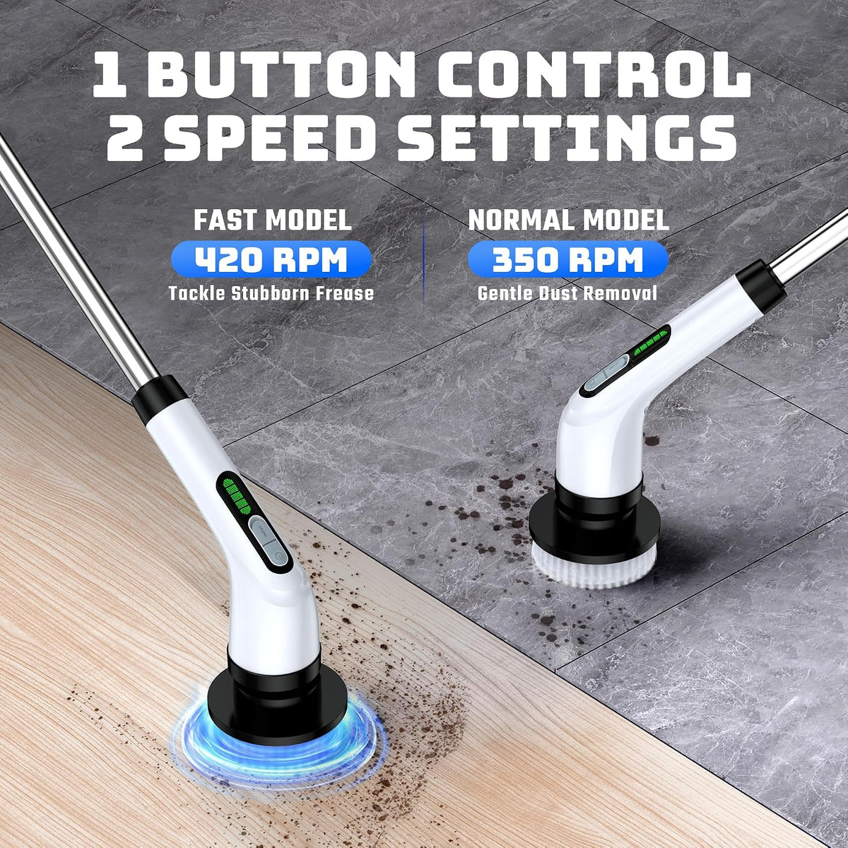electric spin scrubber for bathroom: shower cleaner brush, close-up detail
