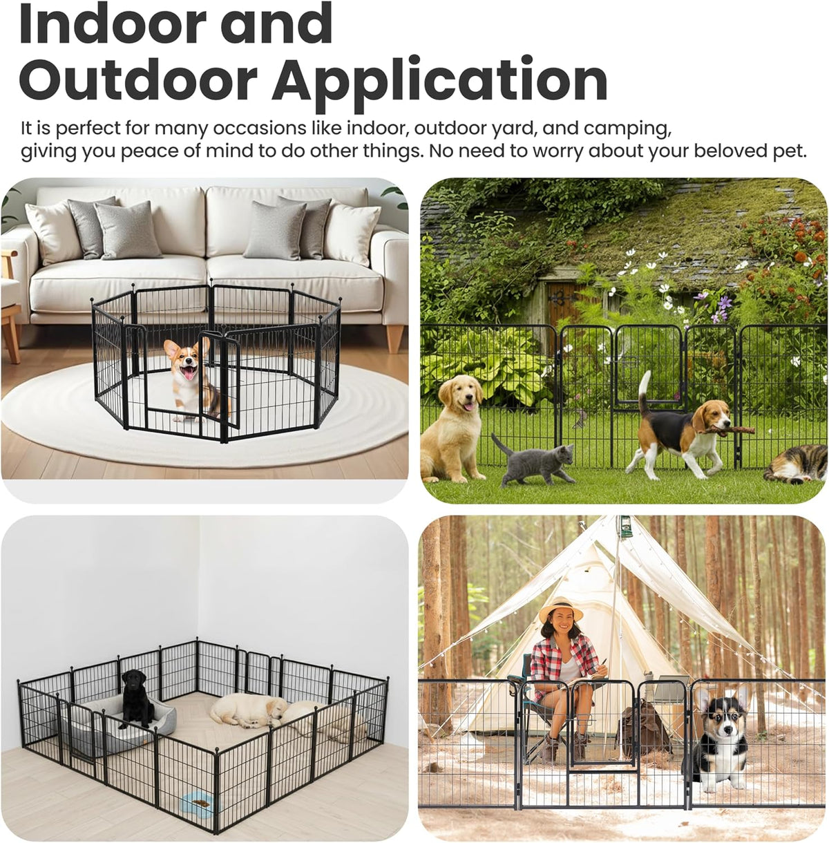 simple deluxe dog playpen outdoor indoor, 24 inch showing dimensions