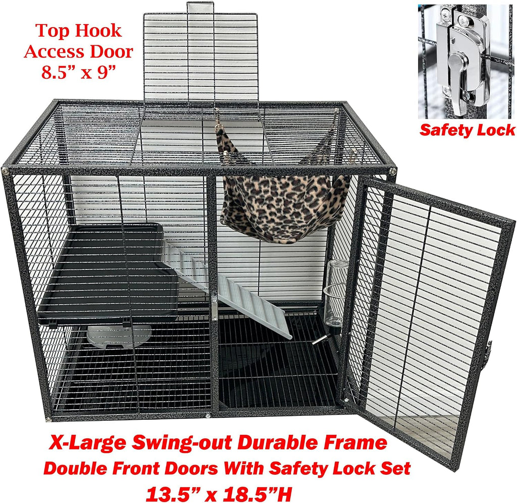 x-large 31"x18.5"x53.5"h deluxe double unit small animal critter, side view