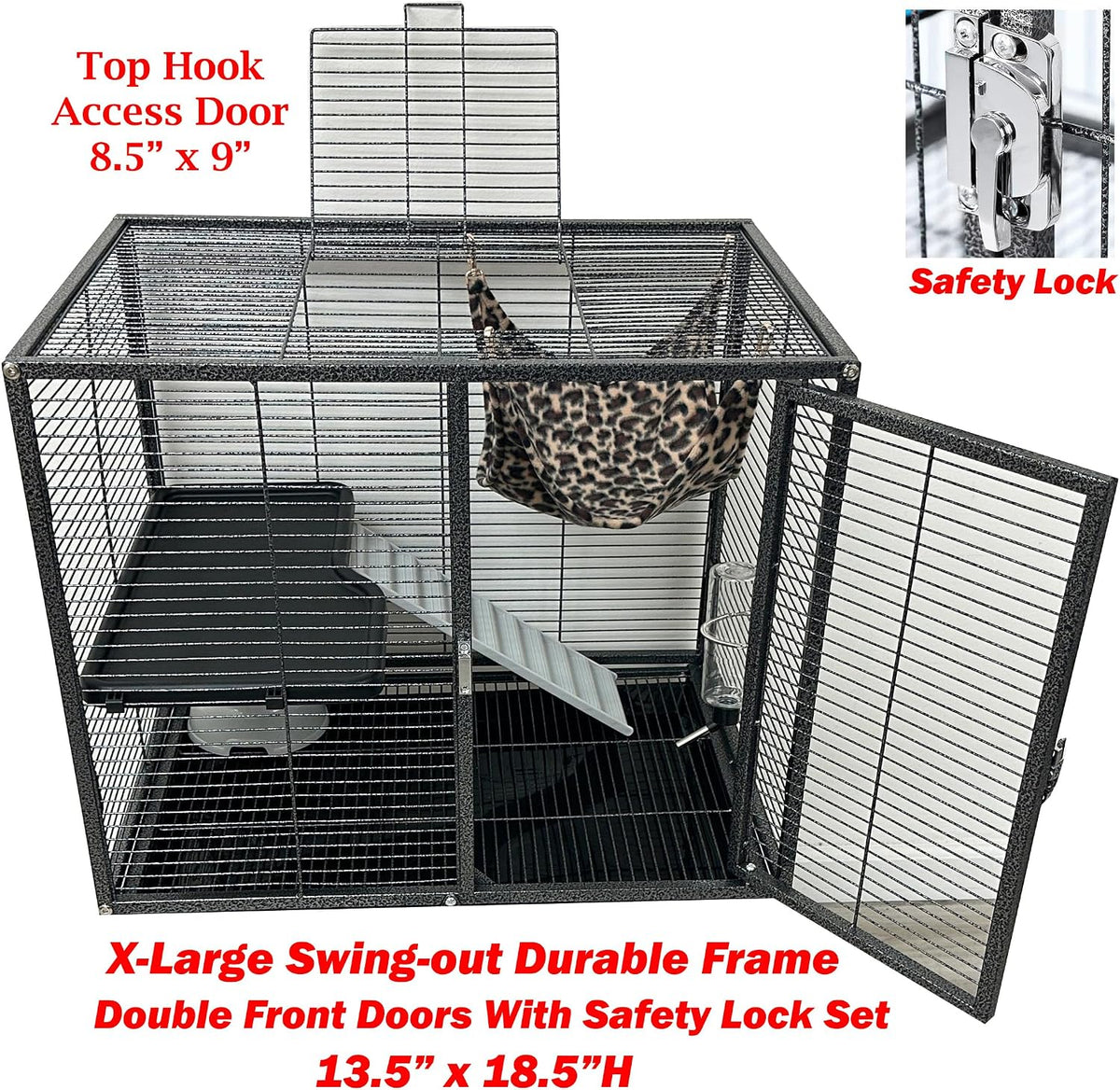 x-large 31"x18.5"x53.5"h deluxe double unit small animal critter, side view