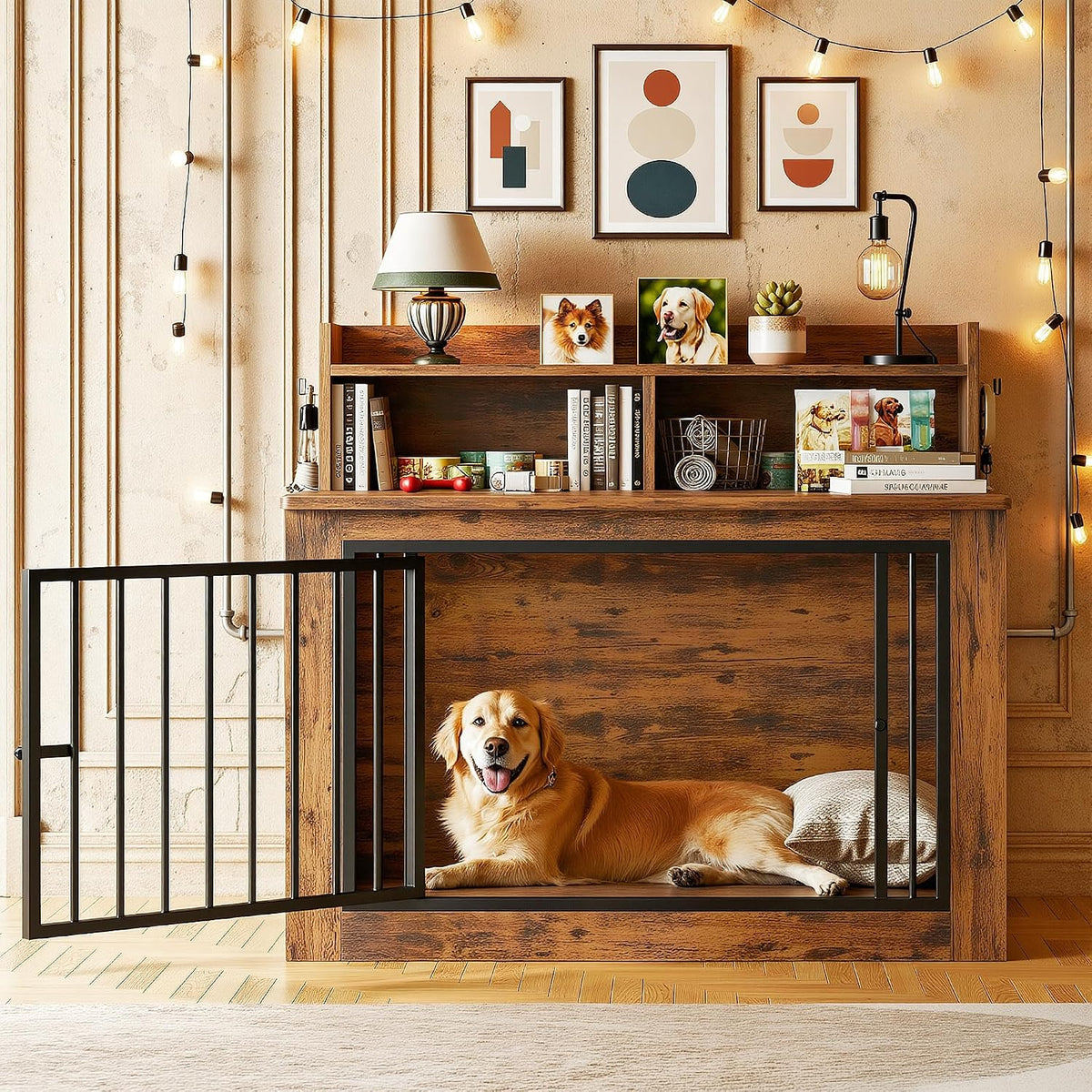 ironck dog crate furniture, 43.3 inches wooden large, package contents