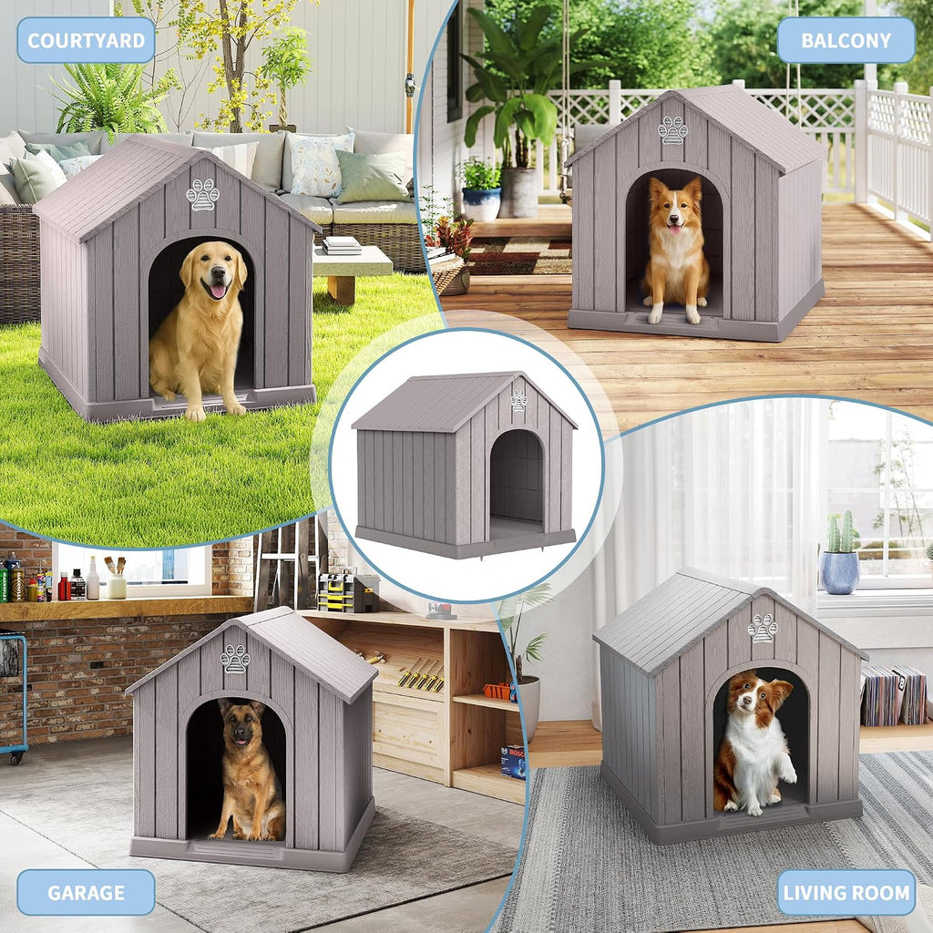dog house outdoor weatherproof，waterproof resin outside dog house, package contents
