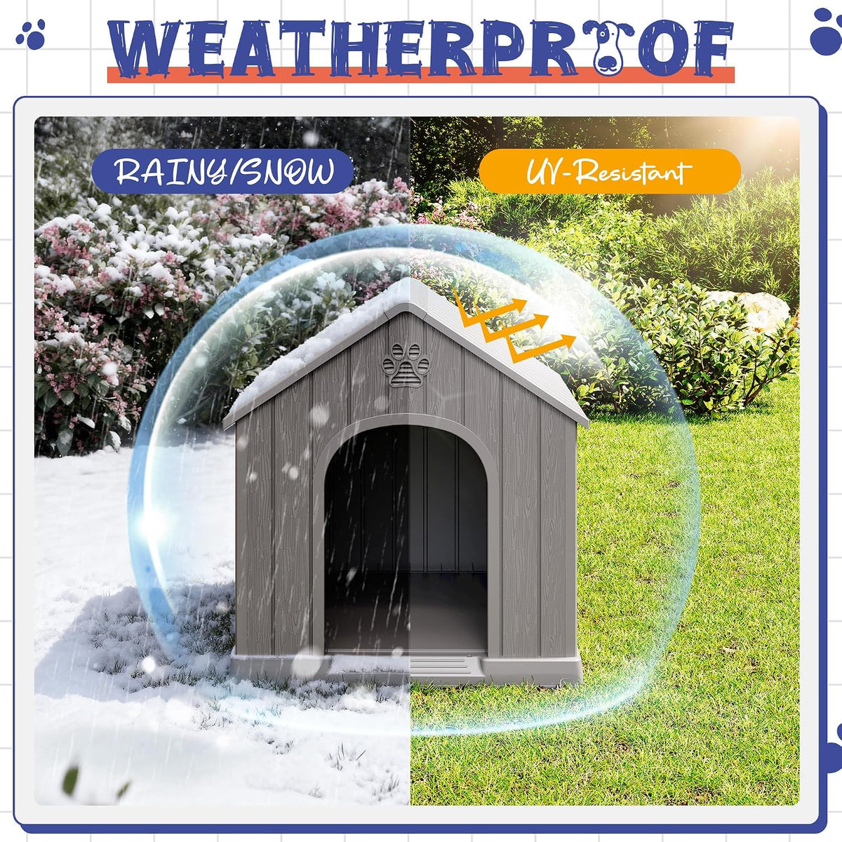 bifanuo outdoor indoor dog house for small &, close-up detail