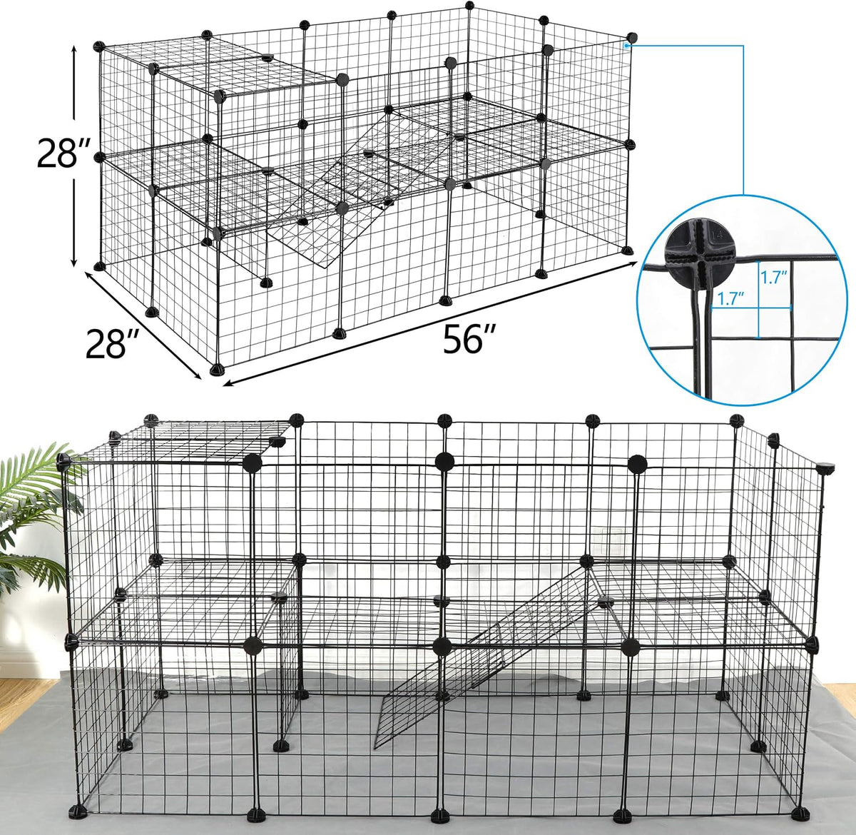 pet playpen, 36 panels indoor small animal cage, close-up detail