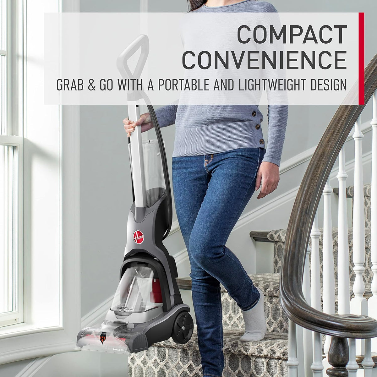 hoover powerdash pet advanced compact carpet cleaner machine, side view