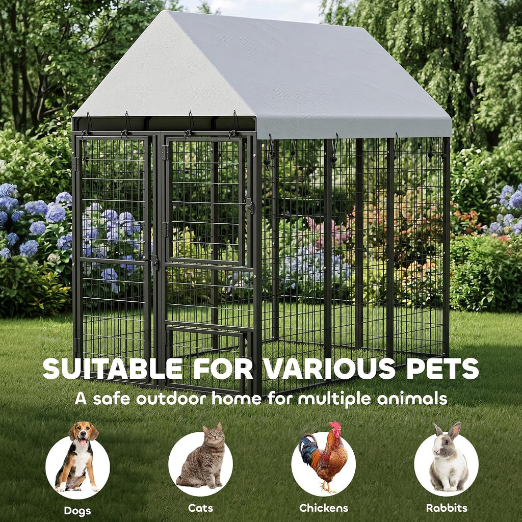 pawhut large dog kennel outdoor with roof for on a desk or shelf