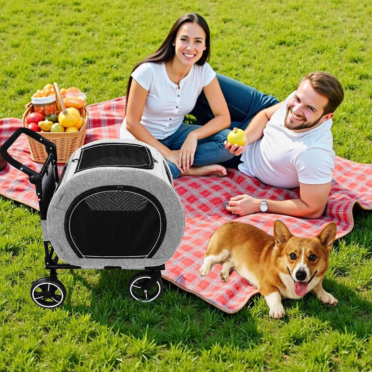 saudism pet stroller for dogs cats up to, front angle view