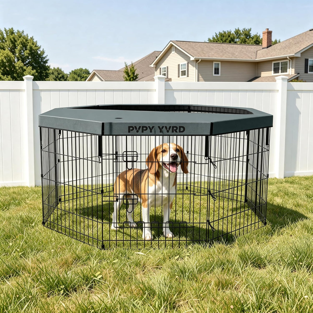 puppy playpen with top cover,dog pen foldable dog shown in use
